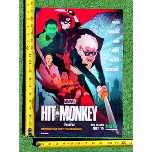 Hit Monkey Marvel 12"x18" Original Promo TV Poster SDCC 2024 Hulu Animayhem New